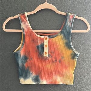 SHEIN Multicolor Tie-Dye Ribbed Crop Top